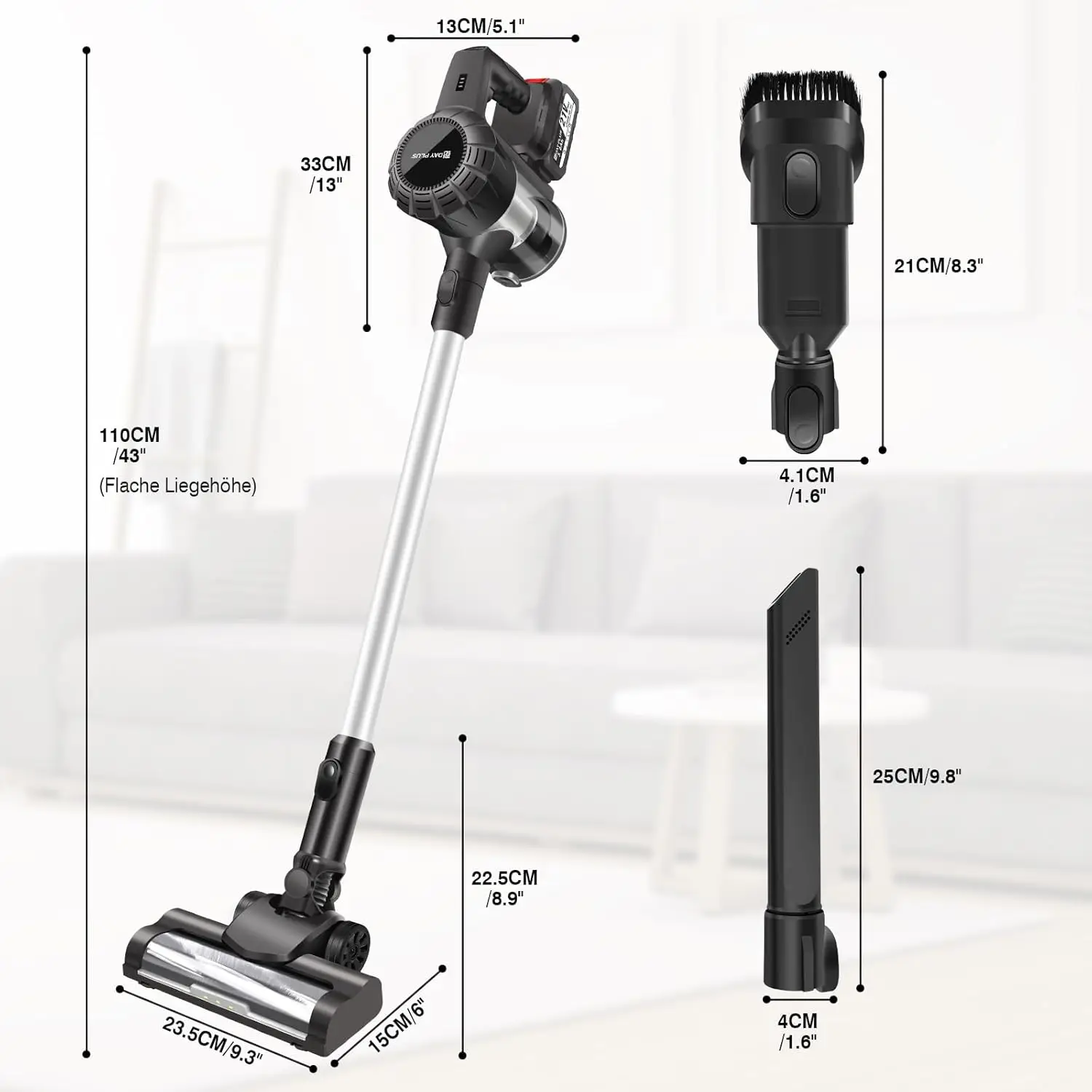 BRIEFNESS 3-in-1 Cordless Vacuum Cleaner Powerful Stick Vacuum Rechargeable Handheld Upright Vacuum Cleaner