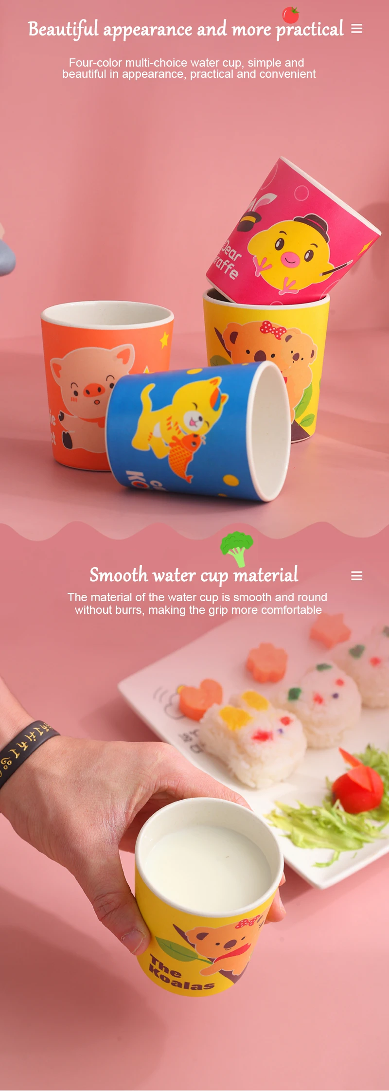 Baby Natural Bamboo Fiber Tableware Bowl Baby Feeding Plate Children Cute Cartoon Bowl Set