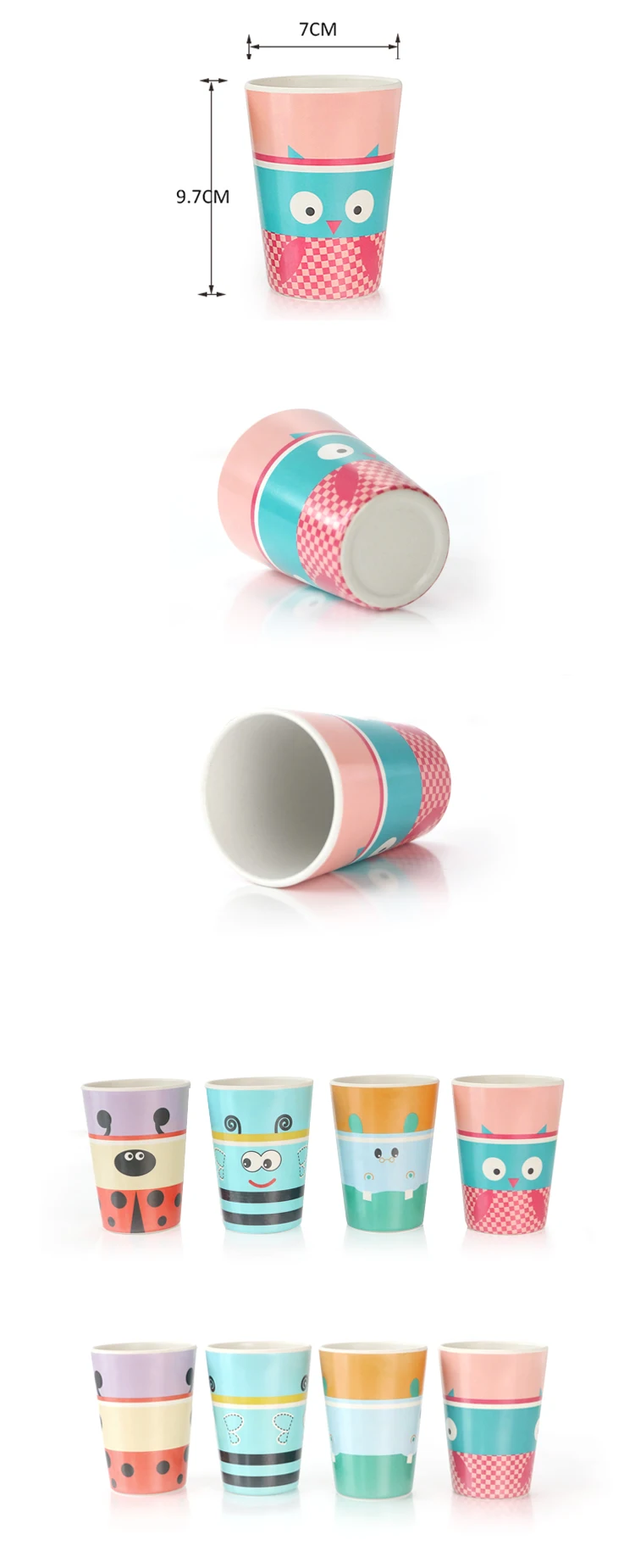 Baby Natural Bamboo Fiber Tableware Bowl Baby Feeding Plate Children Cute Cartoon Bowl Set