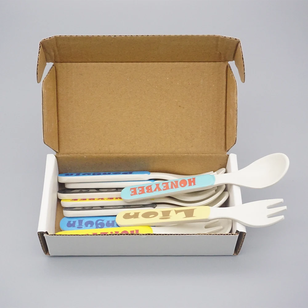 Baby Natural Bamboo Fiber Tableware Bowl Baby Feeding Plate Children Cute Cartoon Bowl Set