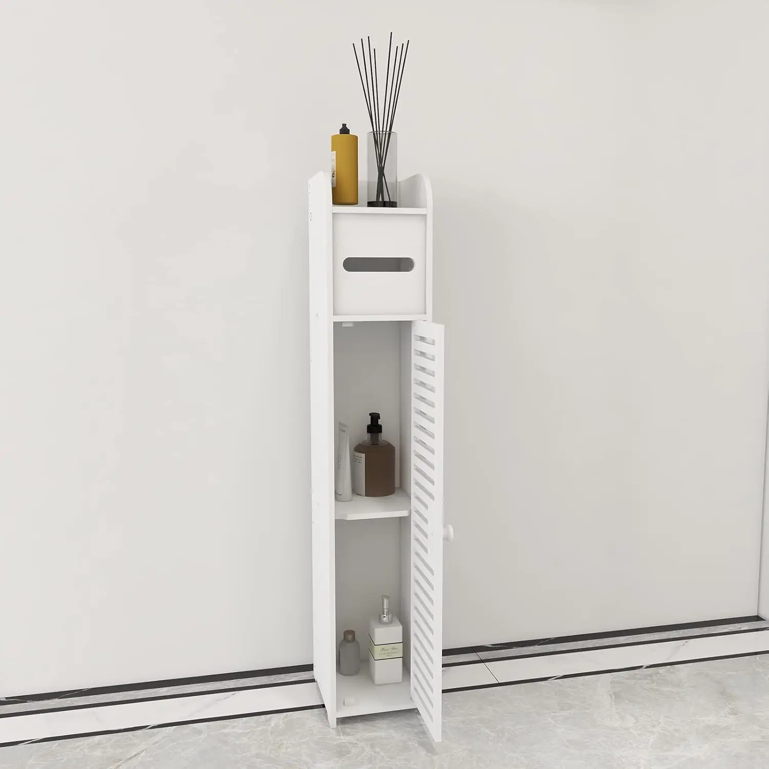 Bathroom Cabinet Bedroom Cabinet Bathroom Storage Cabinet White Tall Slim Shelf Cabinet Living Room Storage Riser