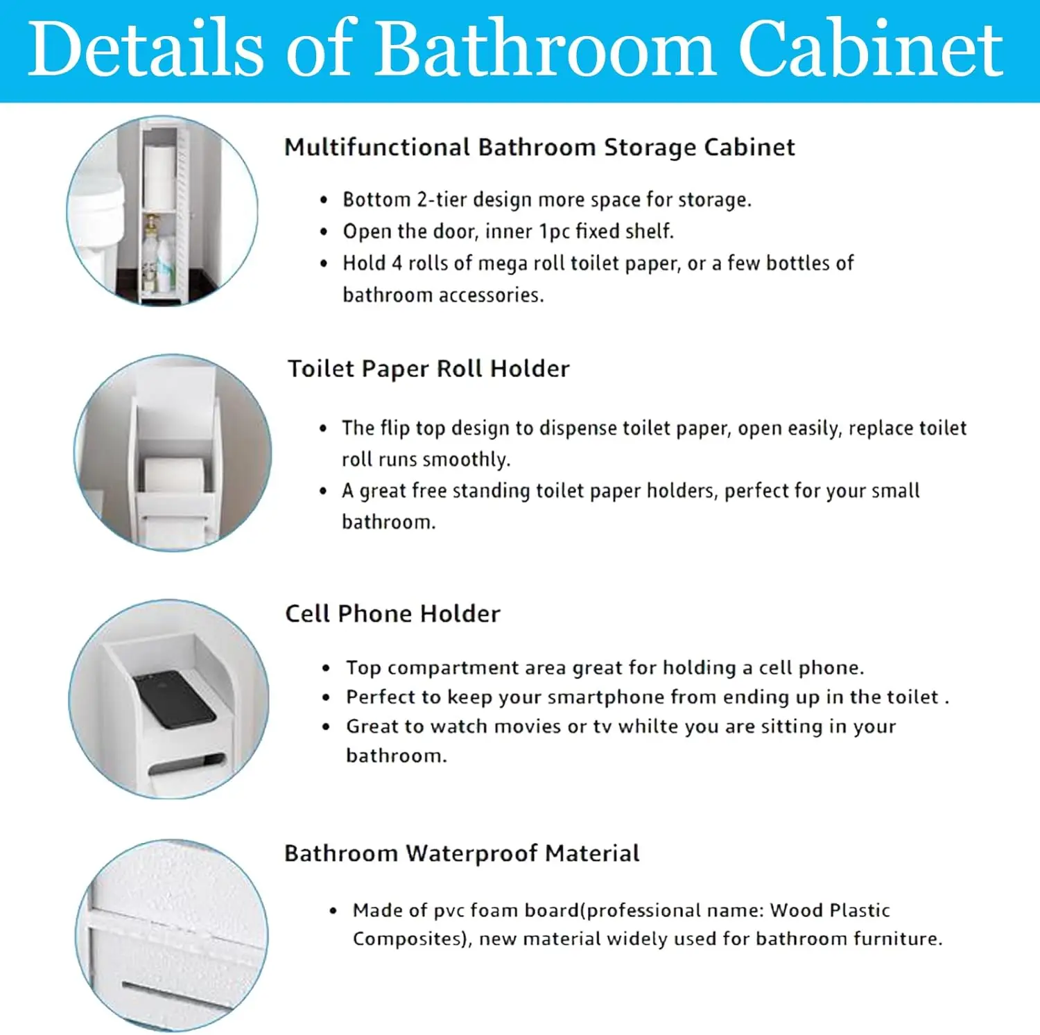 Bathroom Cabinet Bedroom Cabinet Bathroom Storage Cabinet White Tall Slim Shelf Cabinet Living Room Storage Riser