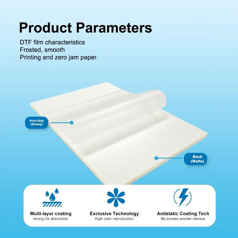 20 Sheets DTF Transfer Film Paper A4 Double Sided Matte Clear Pretreat PET Heat Transfer Paper
