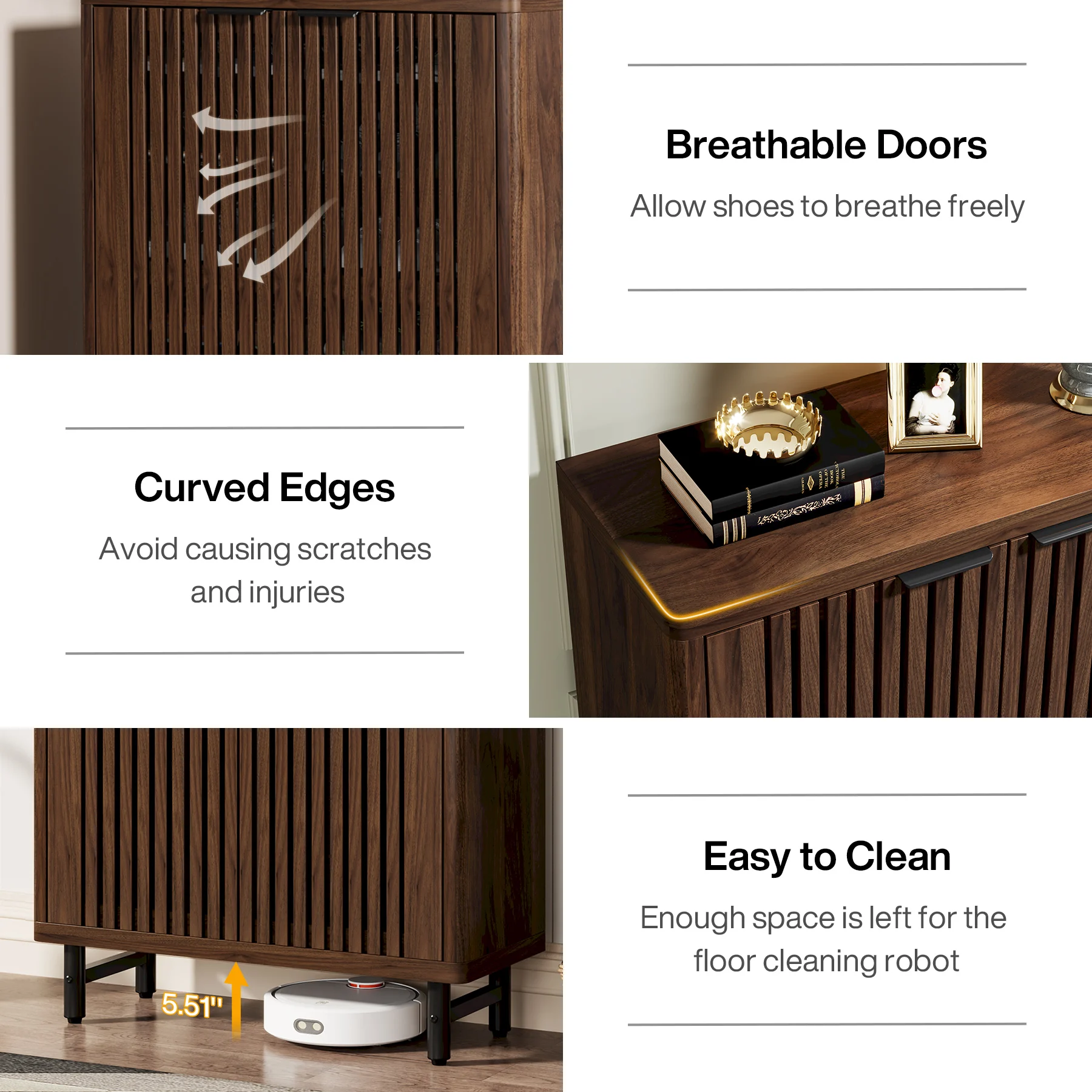 Tribesigns 6-Tier Shoe Cabinet with Louvered Doors, Large Wooden Shoe Storage Cabinet with Adjustable Shelves