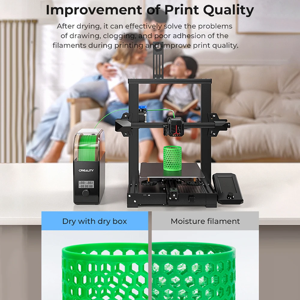 Creality Filament Dryer Box 2.0 360° Hot-air Heating 1.75mm and 2.85mm Filaments Support 24 Hours Timer Real-time Humidity