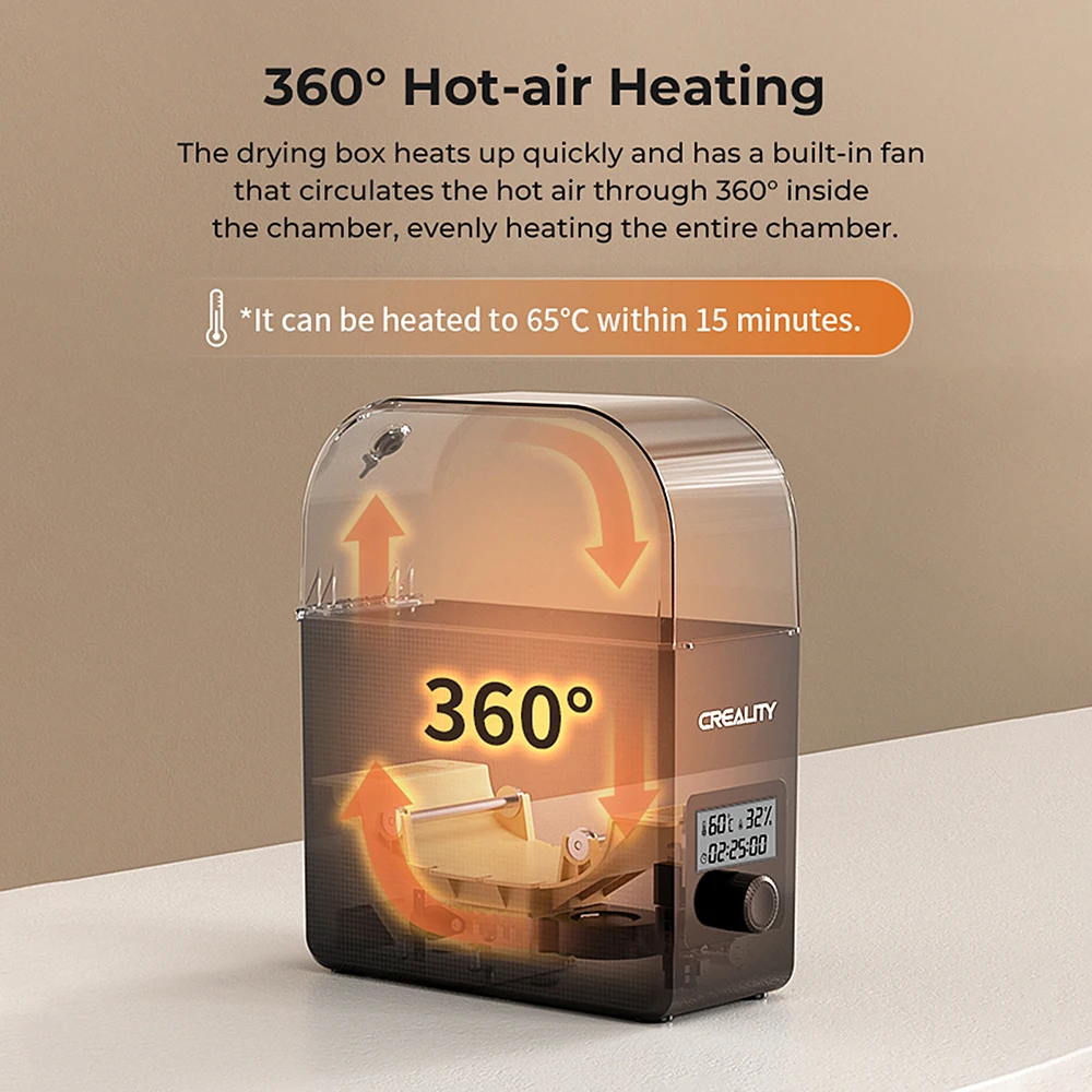 Creality Filament Dryer Box 2.0 360° Hot-air Heating 1.75mm and 2.85mm Filaments Support 24 Hours Timer Real-time Humidity