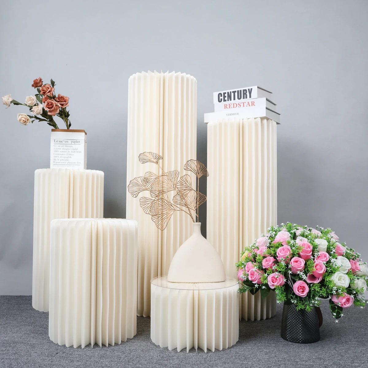 Folding Honeycomb Paper Roman Column Wedding Birthday Party Props Window Display Stand Banquet Dessert Table Ramadan Decorations