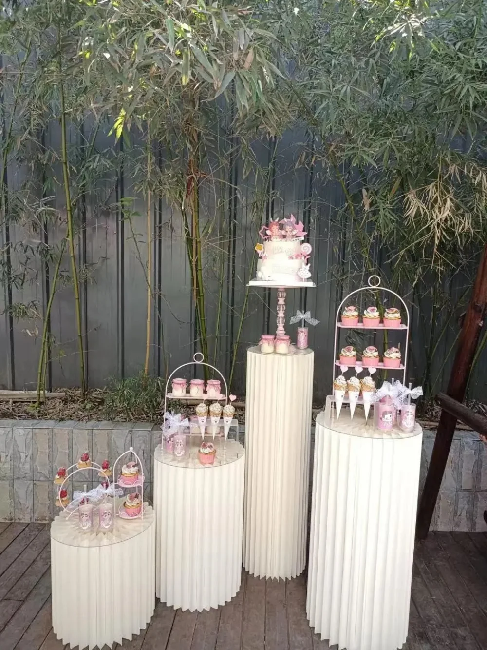 Folding Honeycomb Paper Roman Column Wedding Birthday Party Props Window Display Stand Banquet Dessert Table Ramadan Decorations