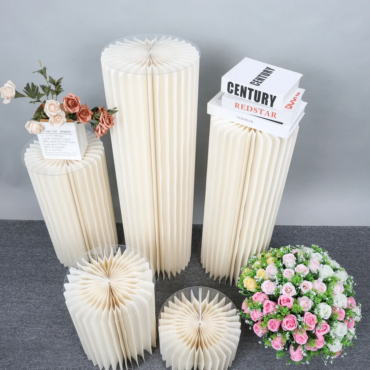 Folding Honeycomb Paper Roman Column Wedding Birthday Party Props Window Display Stand Banquet Dessert Table Ramadan Decorations