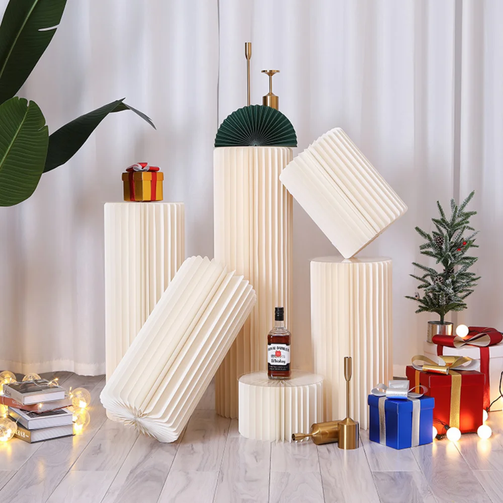 Folding Honeycomb Paper Roman Column Wedding Birthday Party Props Window Display Stand Banquet Dessert Table Ramadan Decorations