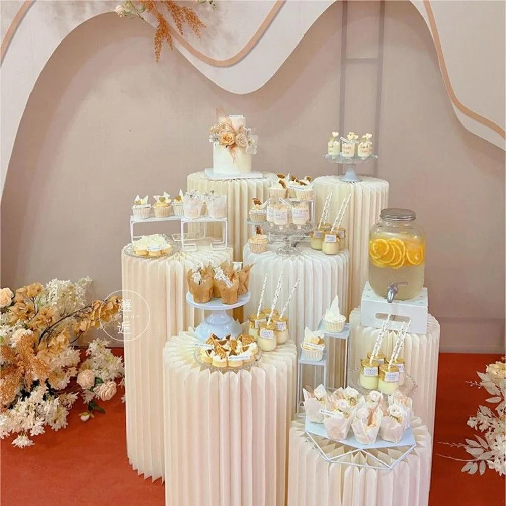 Folding Honeycomb Paper Roman Column Wedding Birthday Party Props Window Display Stand Banquet Dessert Table Ramadan Decorations