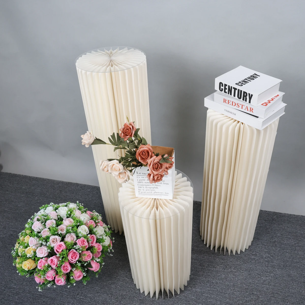 Folding Honeycomb Paper Roman Column Wedding Birthday Party Props Window Display Stand Banquet Dessert Table Ramadan Decorations