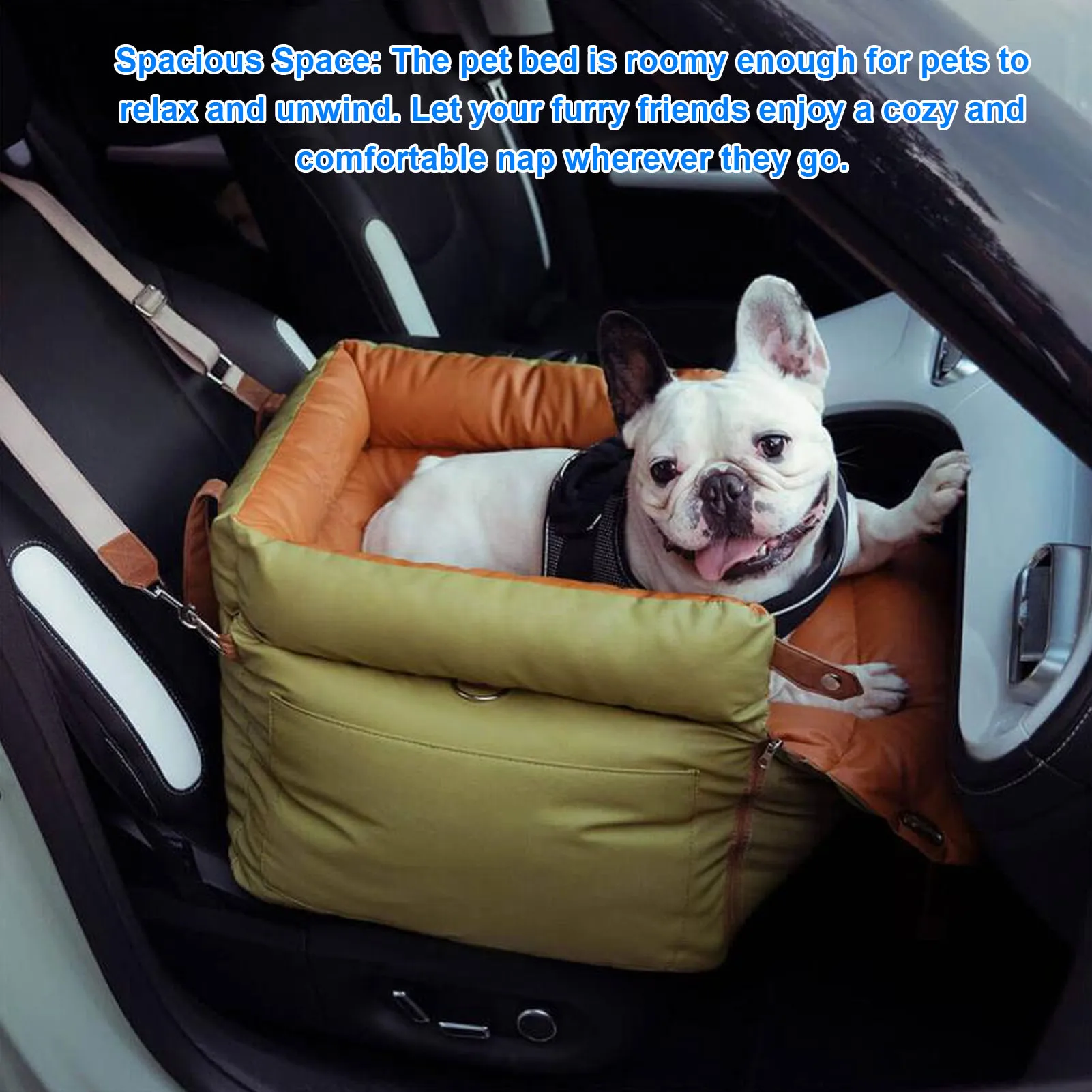 Puppy Car Seat Pet Travel Bed Portable Travel Outdoor Detachable Washable Pet Car Seat with Harness for Dogs Cats