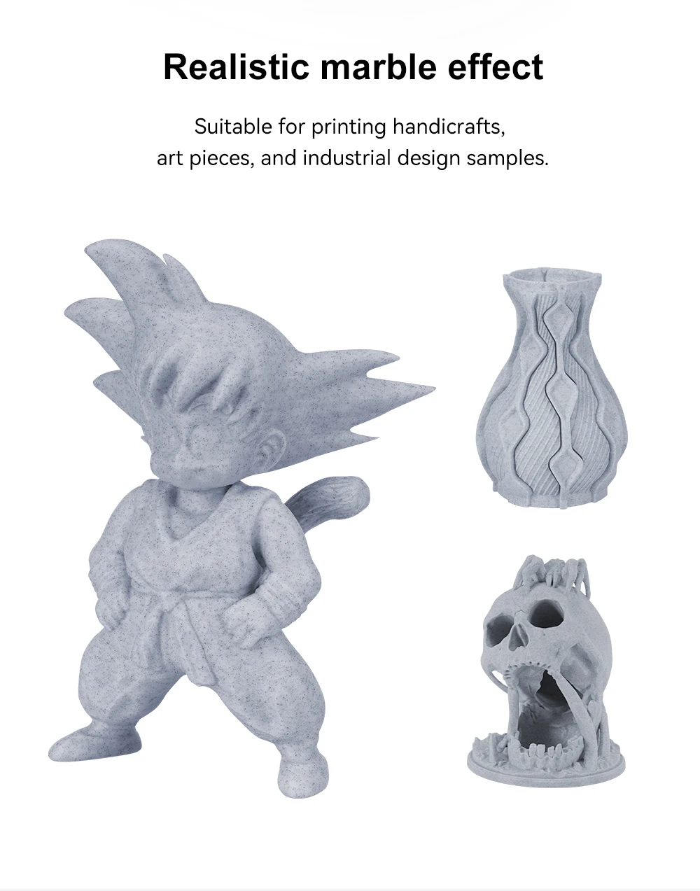 KINGROON Marble PLA Filament 1.75mm 1kg Like Marble White Stone 3D Printer FIlament, Plastic Spool 2.2lbs 3D Printing Material