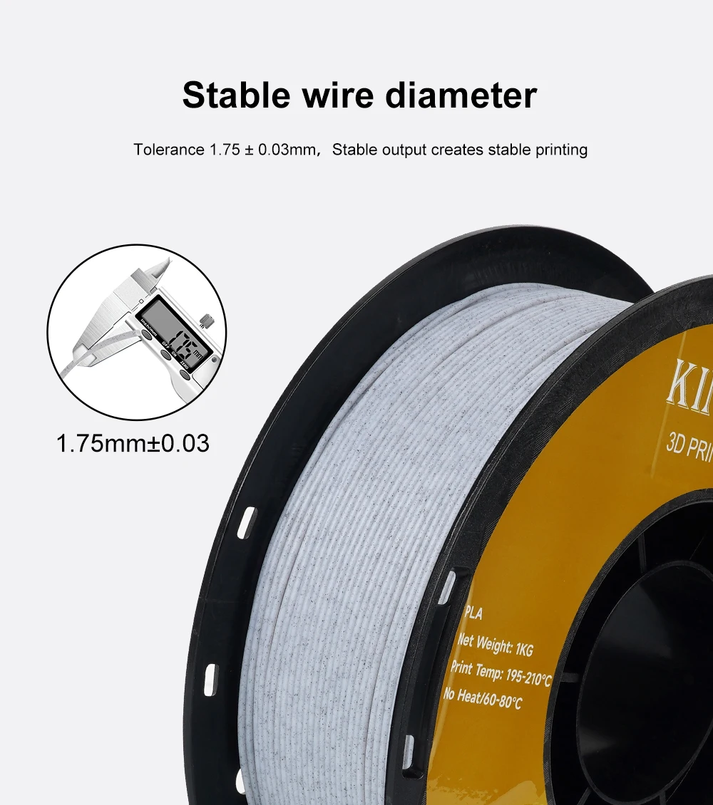 KINGROON Marble PLA Filament 1.75mm 1kg Like Marble White Stone 3D Printer FIlament, Plastic Spool 2.2lbs 3D Printing Material