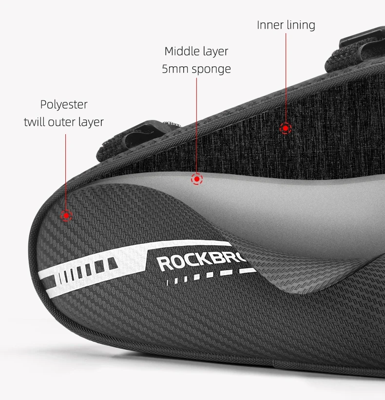 ROCKBROS Local Shipping 1.2L Bike Bag Side Pockets Twill Tube Triangle Cycling Bag Ride Without Touch Bag Bicycle Accessories