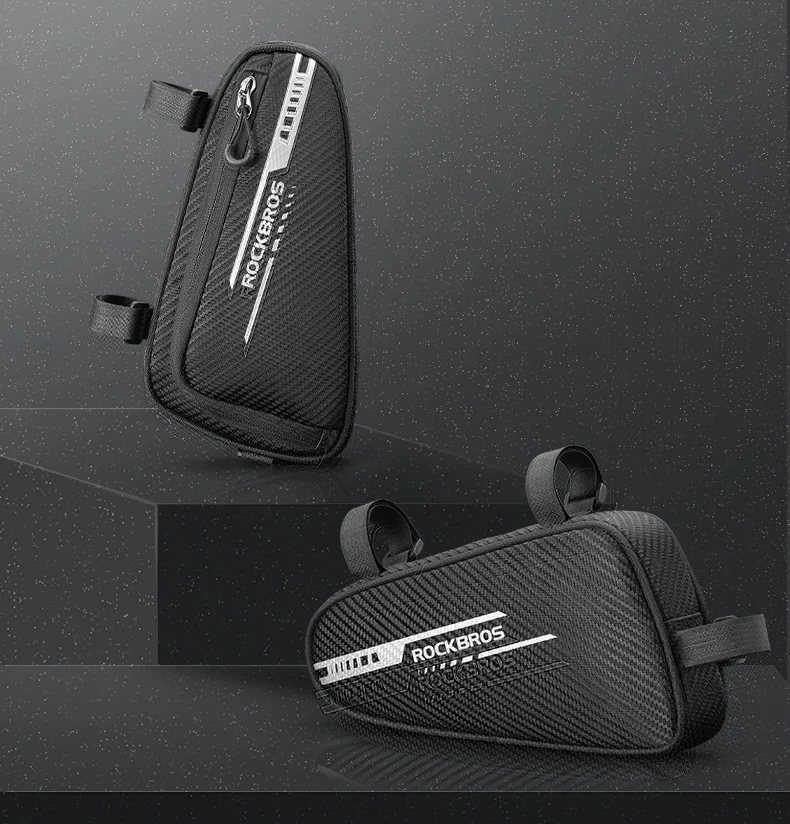 ROCKBROS Local Shipping 1.2L Bike Bag Side Pockets Twill Tube Triangle Cycling Bag Ride Without Touch Bag Bicycle Accessories