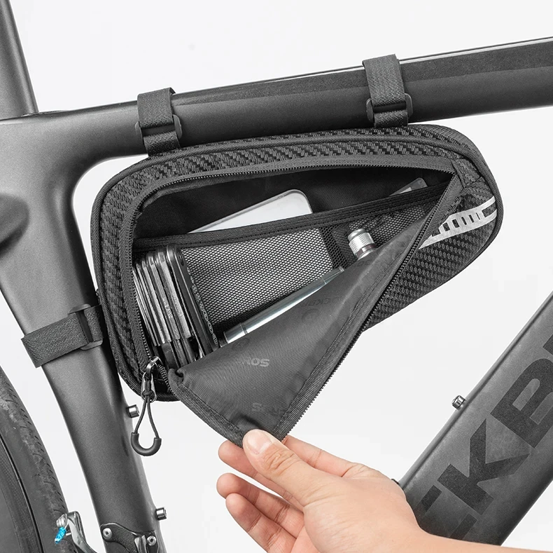 ROCKBROS Local Shipping 1.2L Bike Bag Side Pockets Twill Tube Triangle Cycling Bag Ride Without Touch Bag Bicycle Accessories