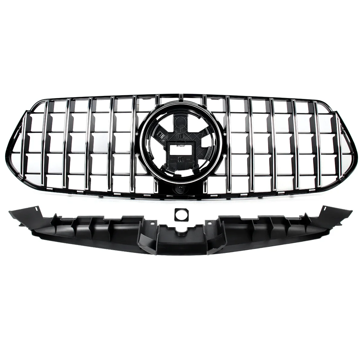 SAIQINGSP GTR Style Front Grille Chrome+Black For Mercedes-Benz W167 GLE350 GLE450 GLE580 GLE53AMG 2024 Car Accessories Tools