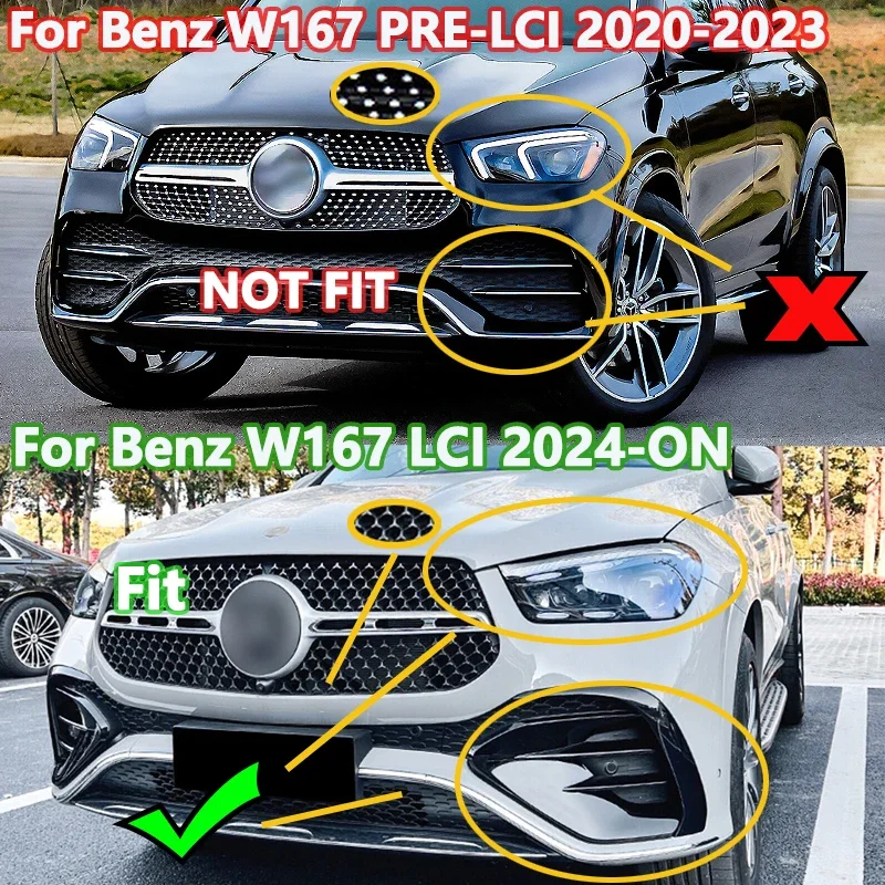 SAIQINGSP GTR Style Front Grille Chrome+Black For Mercedes-Benz W167 GLE350 GLE450 GLE580 GLE53AMG 2024 Car Accessories Tools