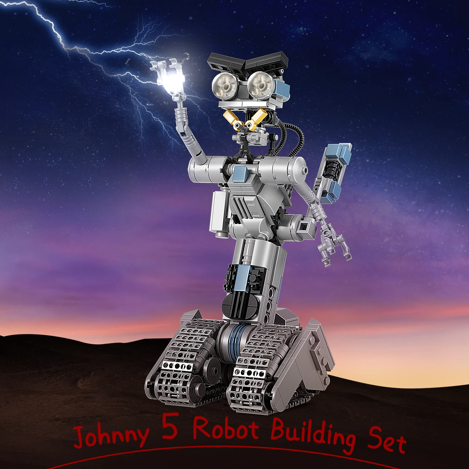 386PCS Upgrade Johnny 5 Robot Building Block Kit Movie Shorted Circuits Military Emotional Mecha Model Bricks Gift for Kid Adult