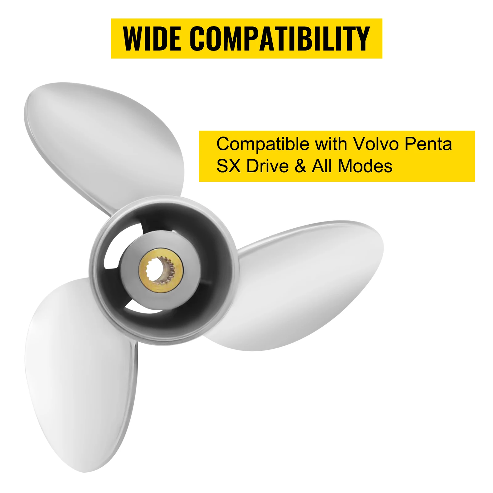 SucceBuy Outboard Propeller 3-Blade 14.5"x21" Boat Replace for OEM 3860709 Right-handed Steel Propeller Steel & 19 Spline Teeth
