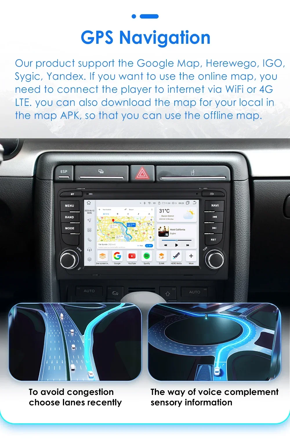 7" Hizpo 2Din Android Auto Car Radio or Audi A4 2002 - 2007 S4 RS4 B6 B7 B8 GPS Navigation 4G BT RDS DSP CarPlay UI7862