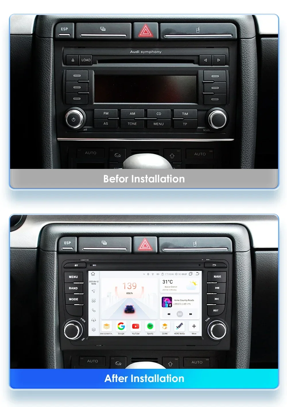 7" Hizpo 2Din Android Auto Car Radio or Audi A4 2002 - 2007 S4 RS4 B6 B7 B8 GPS Navigation 4G BT RDS DSP CarPlay UI7862