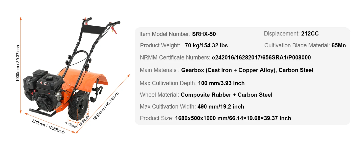 SucceBuy Tiller Cultivator Gas Powered 38CC Garden 4 Steel Adjustable Front Tines For Lawn Garden and Field Soil Cultivation