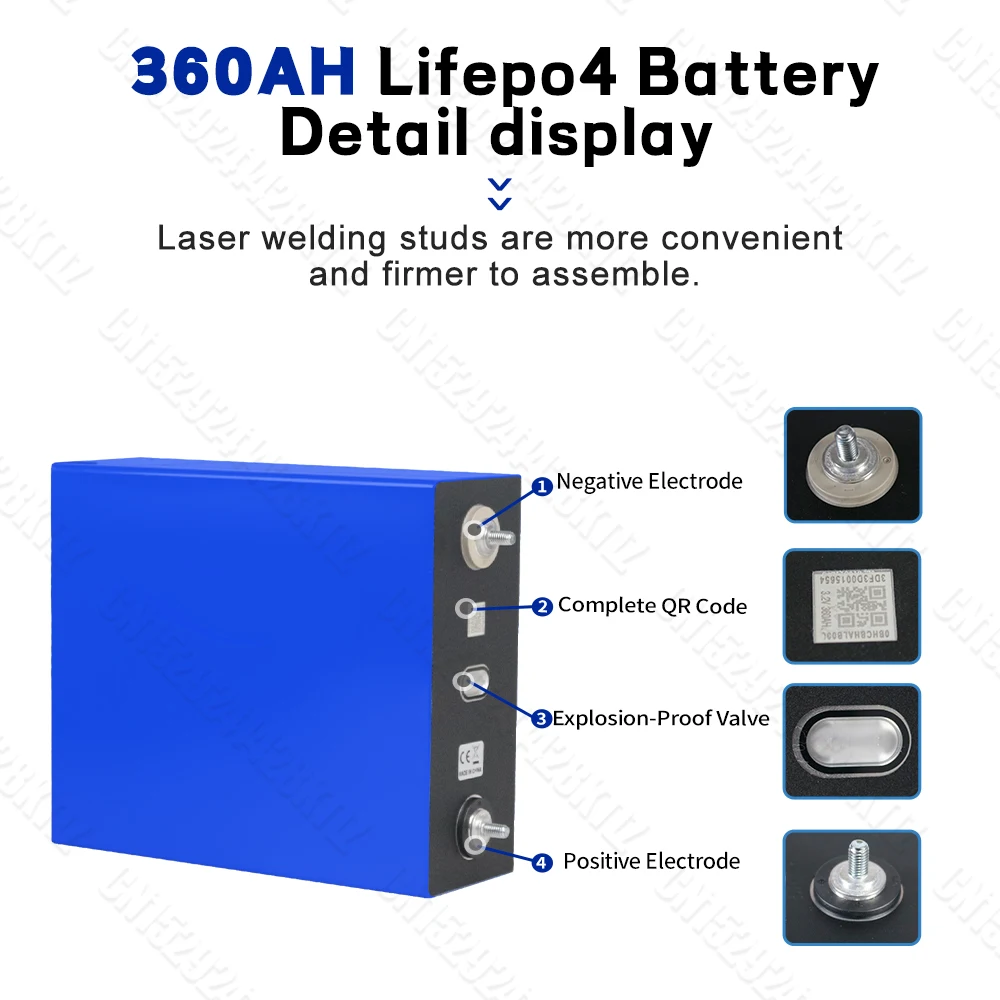 Grade A Lifepo4 Battery 360AH DIY 12V 24V 48V Lithium iron phosphate Cell Rechargeable golf cart batterie For RV EV Boat Camping