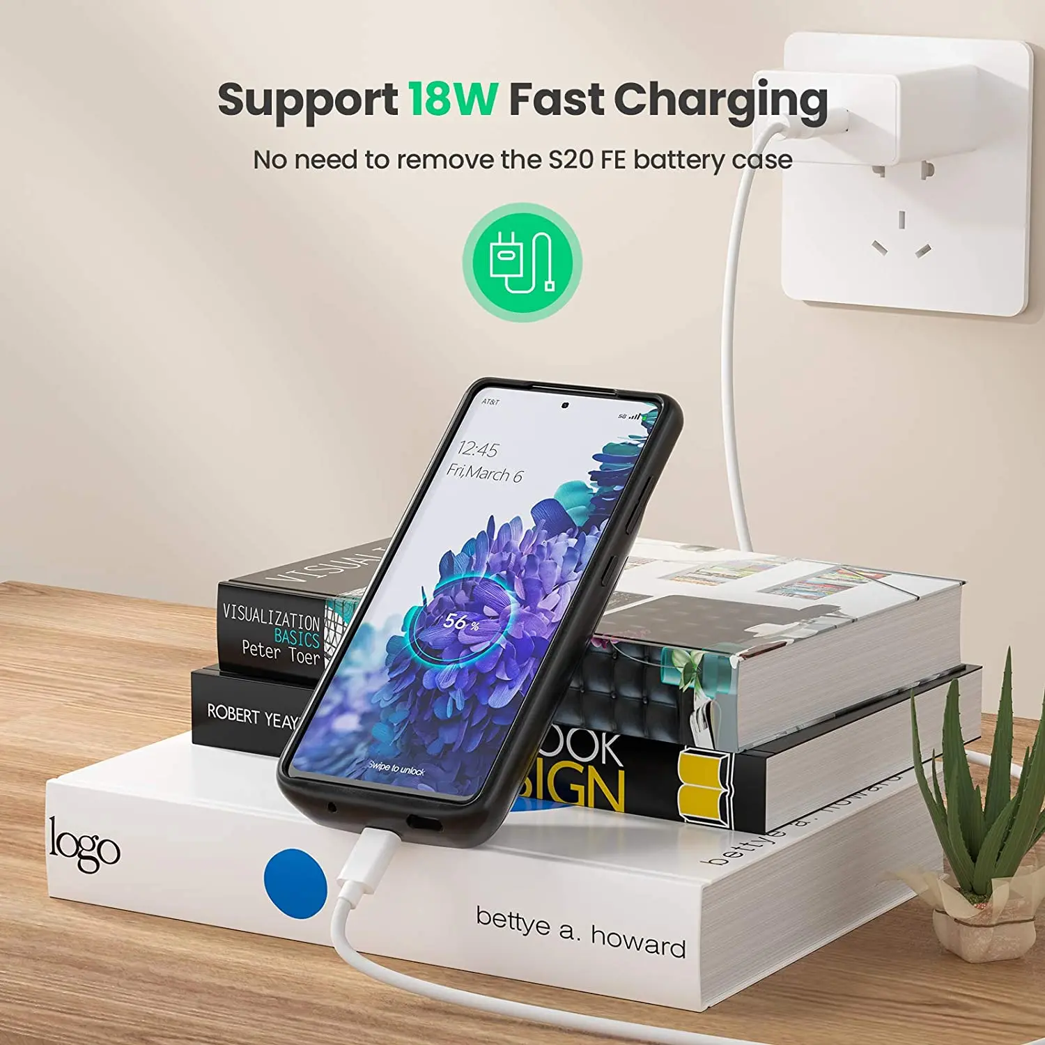 Wireless Charging Battery Case for Samsung Galaxy S20 FE 10000mAh Portable Extended Charger Case Power Bank Battery Pack