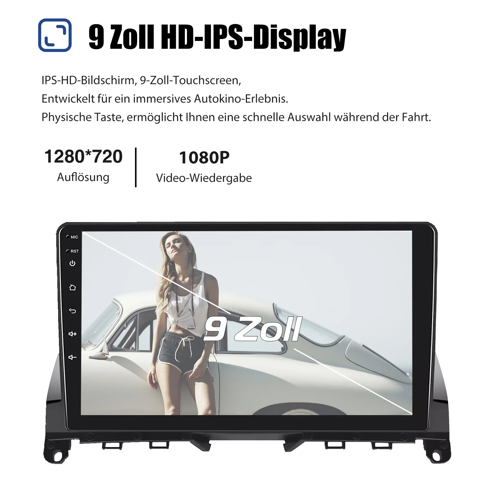 ESSGOO 2 DIN Wireless Carplay 9" Car Radio For Benz C-class W204 2006-11 GPS Navigation Android 13 64G Wifi FM Multimedia Player
