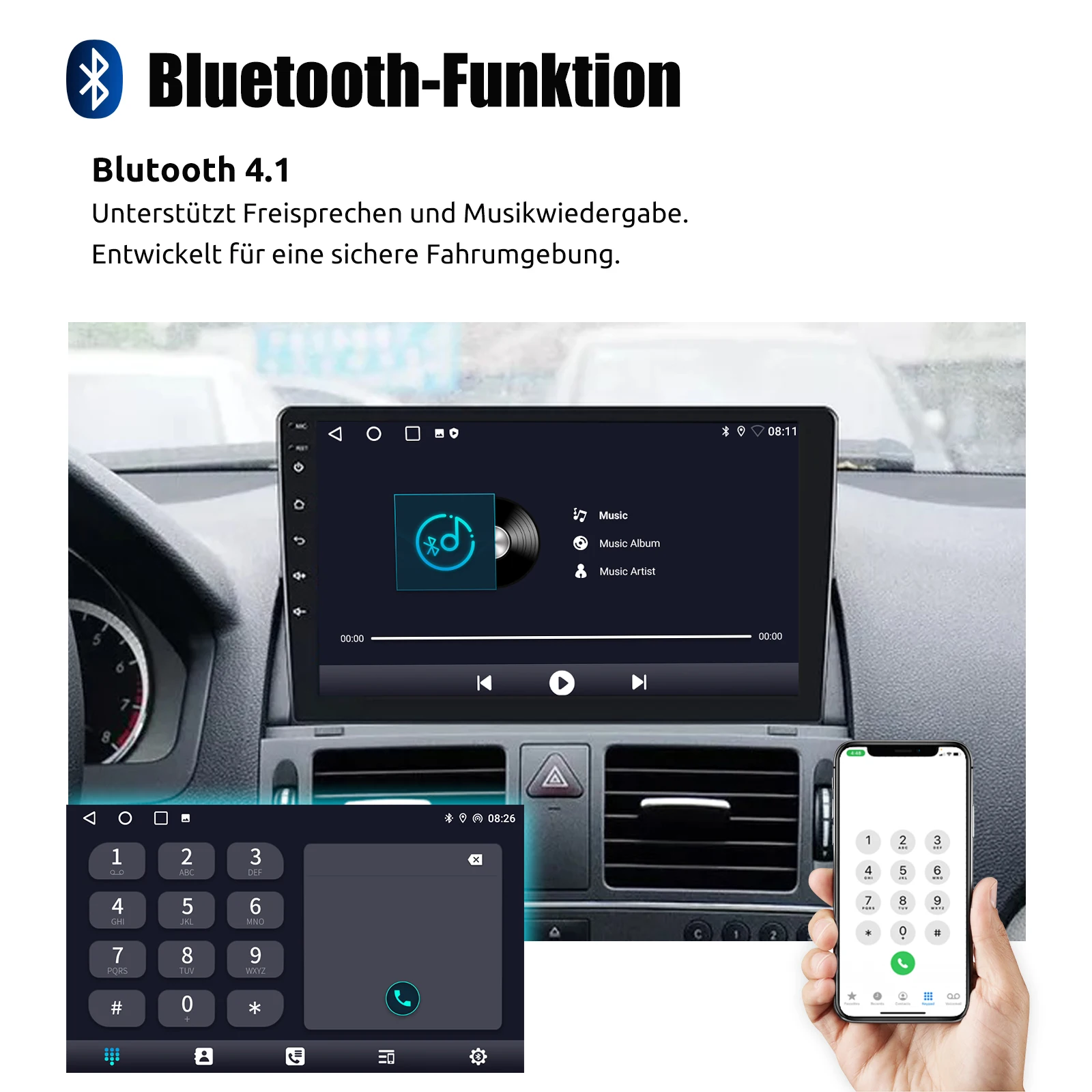 ESSGOO 2 DIN Wireless Carplay 9" Car Radio For Benz C-class W204 2006-11 GPS Navigation Android 13 64G Wifi FM Multimedia Player