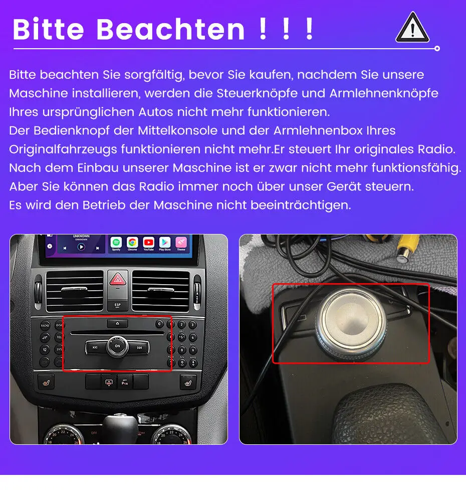 ESSGOO 2 DIN Wireless Carplay 9" Car Radio For Benz C-class W204 2006-11 GPS Navigation Android 13 64G Wifi FM Multimedia Player