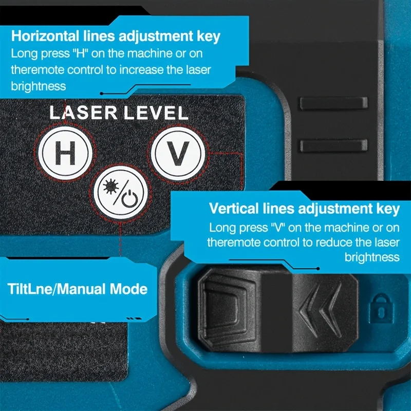 Jemi Tool Power display 16-line laser level 360 degrees self-leveling, for building mapping, including battery accessories