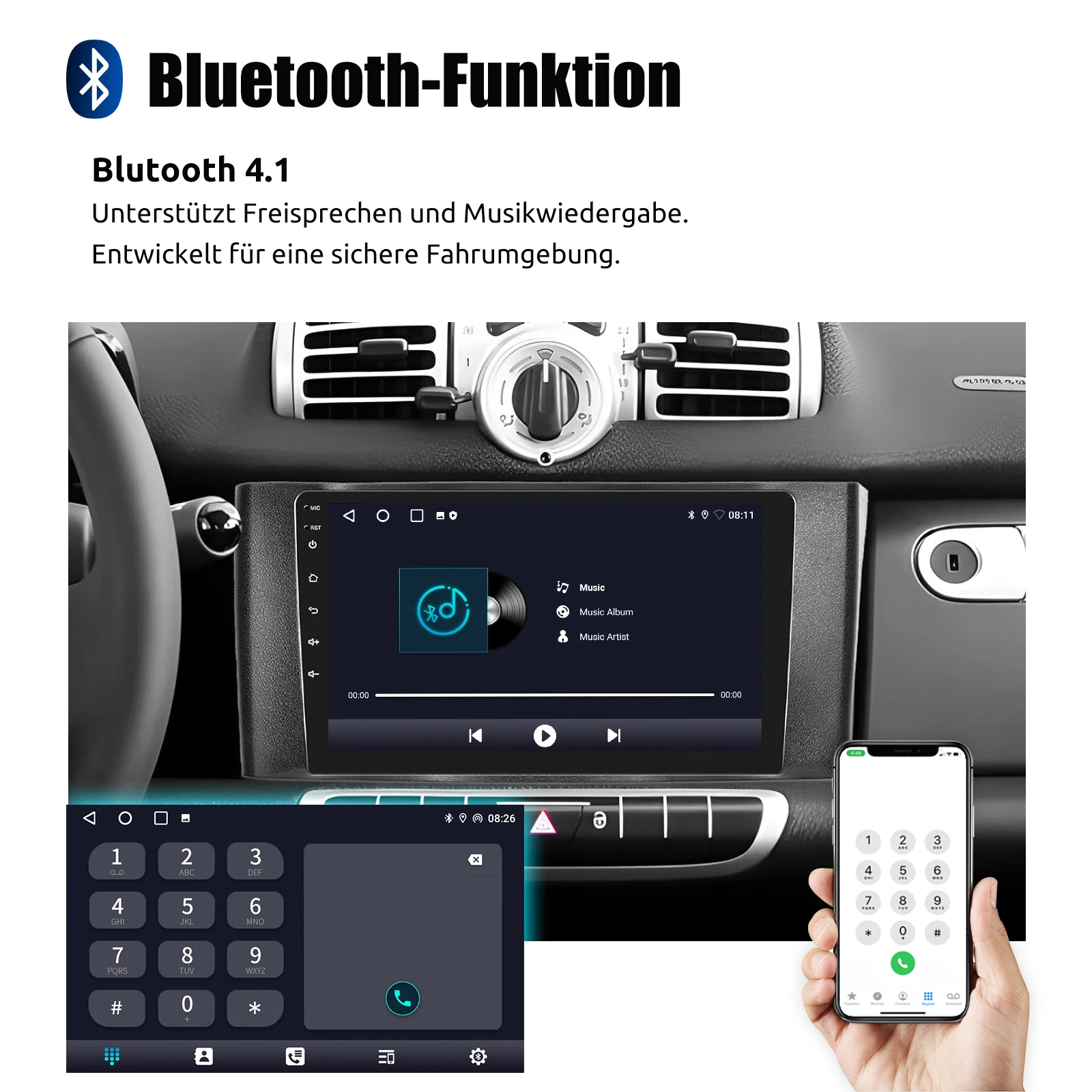 ESSGOO 9" Android 13 Car Stereo Radio Carplay GPS Navi BT RDS For Mercedes Benz Smart Fortwo 451 2011-15 Multimedia Video Player