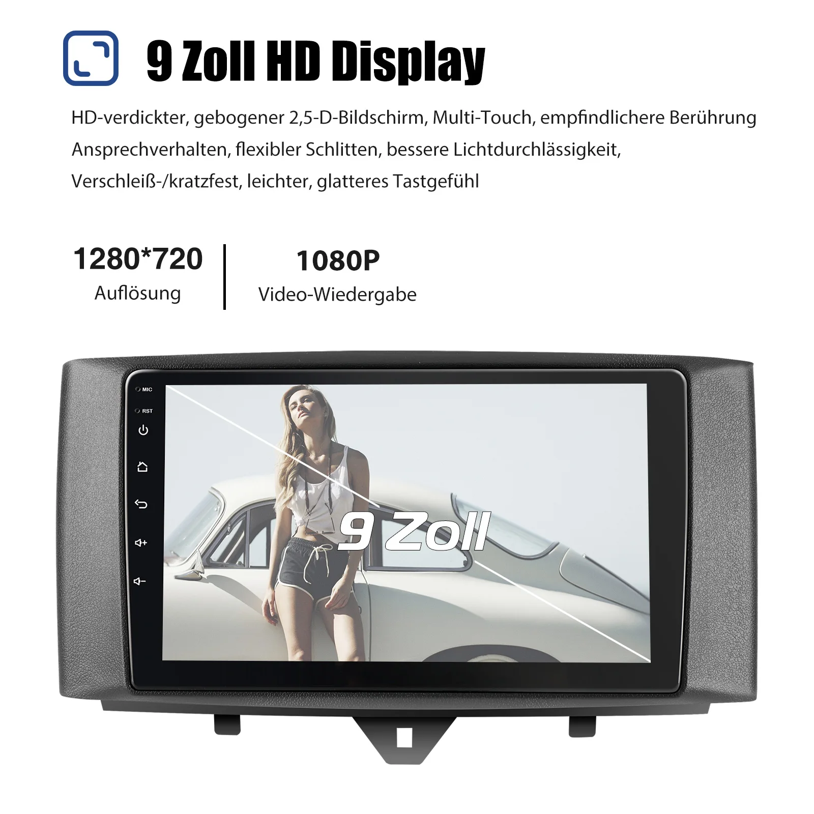 ESSGOO 9" Android 13 Car Stereo Radio Carplay GPS Navi BT RDS For Mercedes Benz Smart Fortwo 451 2011-15 Multimedia Video Player