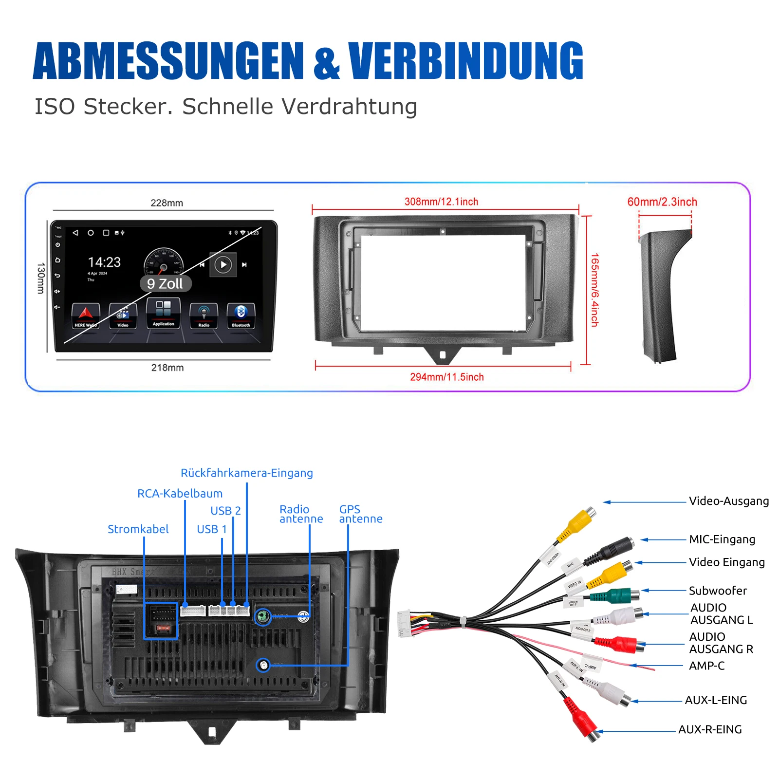 ESSGOO 9" Android 13 Car Stereo Radio Carplay GPS Navi BT RDS For Mercedes Benz Smart Fortwo 451 2011-15 Multimedia Video Player