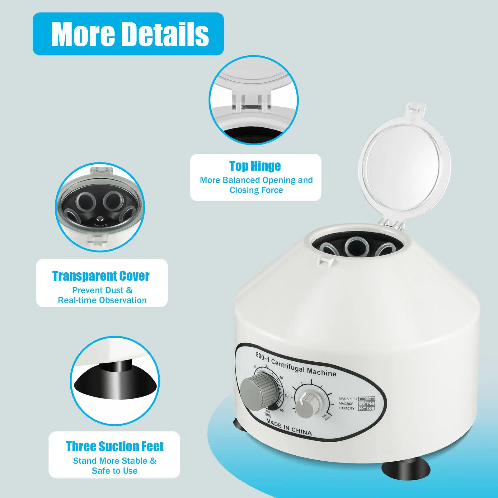 6* 20ml Laboratorio Centrifuga Elettrica Medica Centrifugal Machine 4000u/min 220V Table Centrifuge