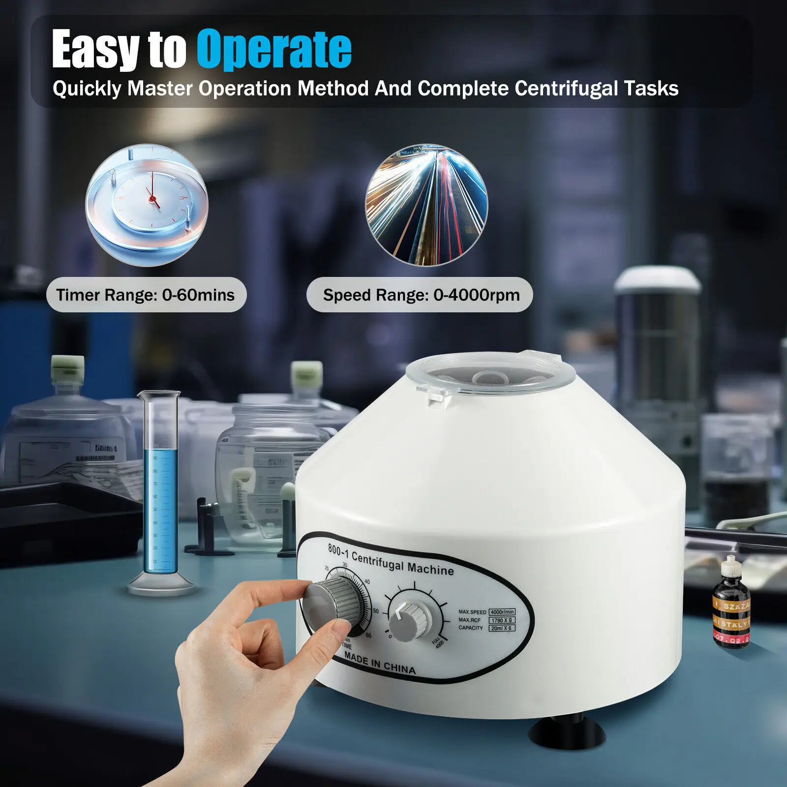 6* 20ml Laboratorio Centrifuga Elettrica Medica Centrifugal Machine 4000u/min 220V Table Centrifuge