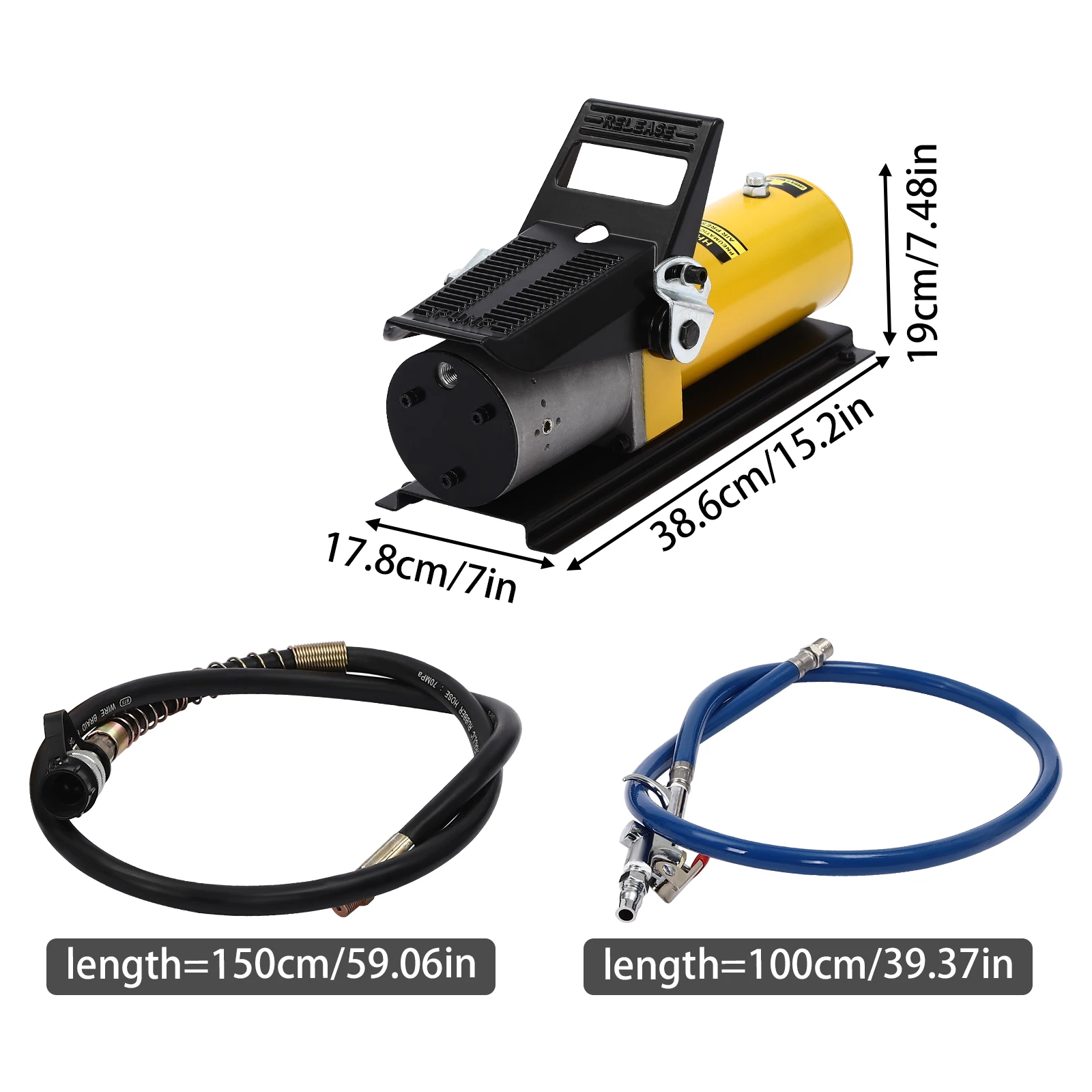 10000PSI Air Hydraulic Pump Pneumatic Hydraulic Pump Pneumatic-Hydraulic Pump Foot Pump ZG3/8 for Air Compressor Lifting, Bend
