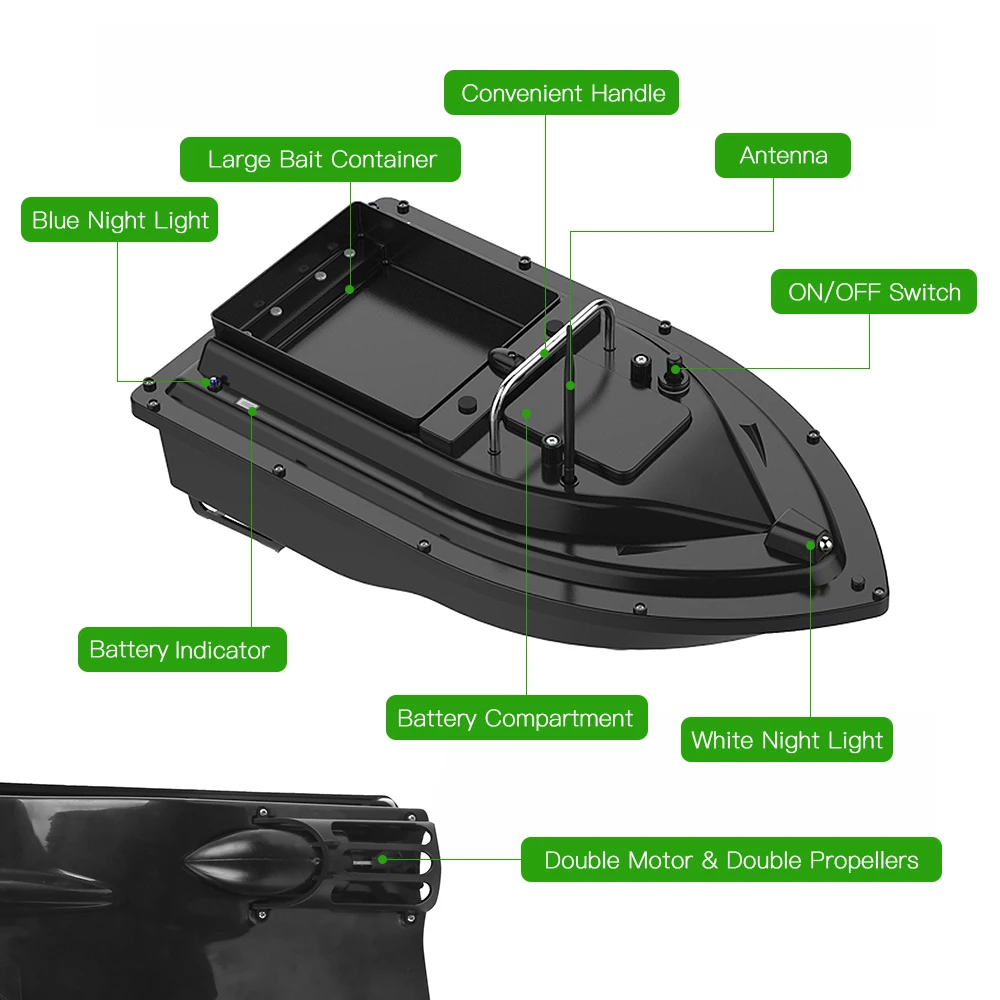 D16 Fishing Bait Boat Wireless Remote Control Fishing Feeder Fish Finder Device 430-540 yards Remote Range Fish Accessories