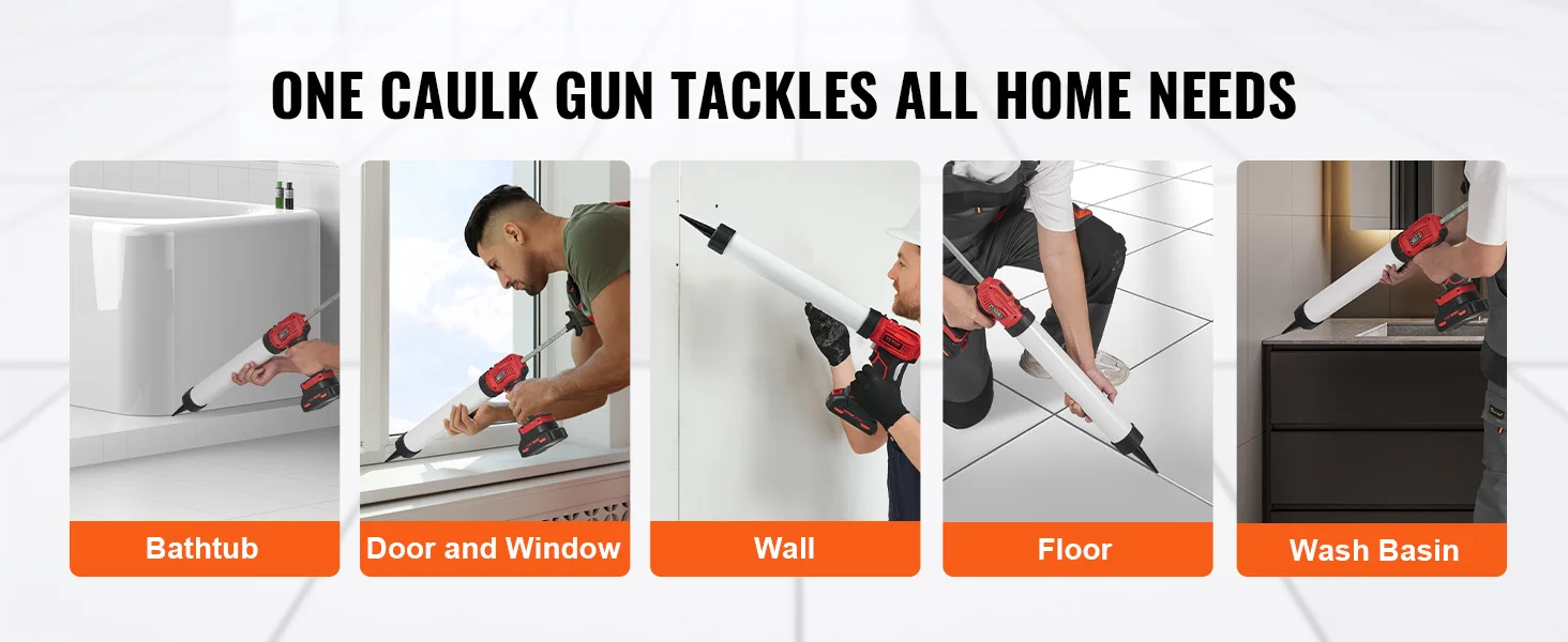 SucceBuy Cordless Caulking Gun 20oz/600ml 20V Electric Sausage Caulking Gun with 4 Adjustable Speeds Anti-Drip Battery Powered