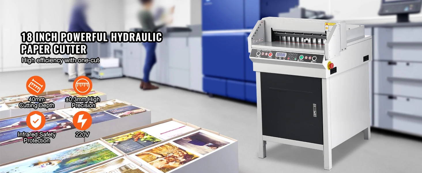 SucceBuy Metal Electric Paper Cutter with Smart LCD Panel and Infrared Light Positioning Ideal for Cutting Label Office Laboratory