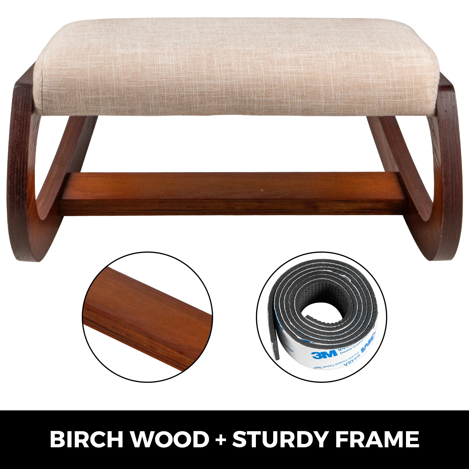 SucceBuy Ergonomic Rocking Wooden Kneeling Chair Correct Posture Computer Chair Original Home Office Furniture Thick Cushion