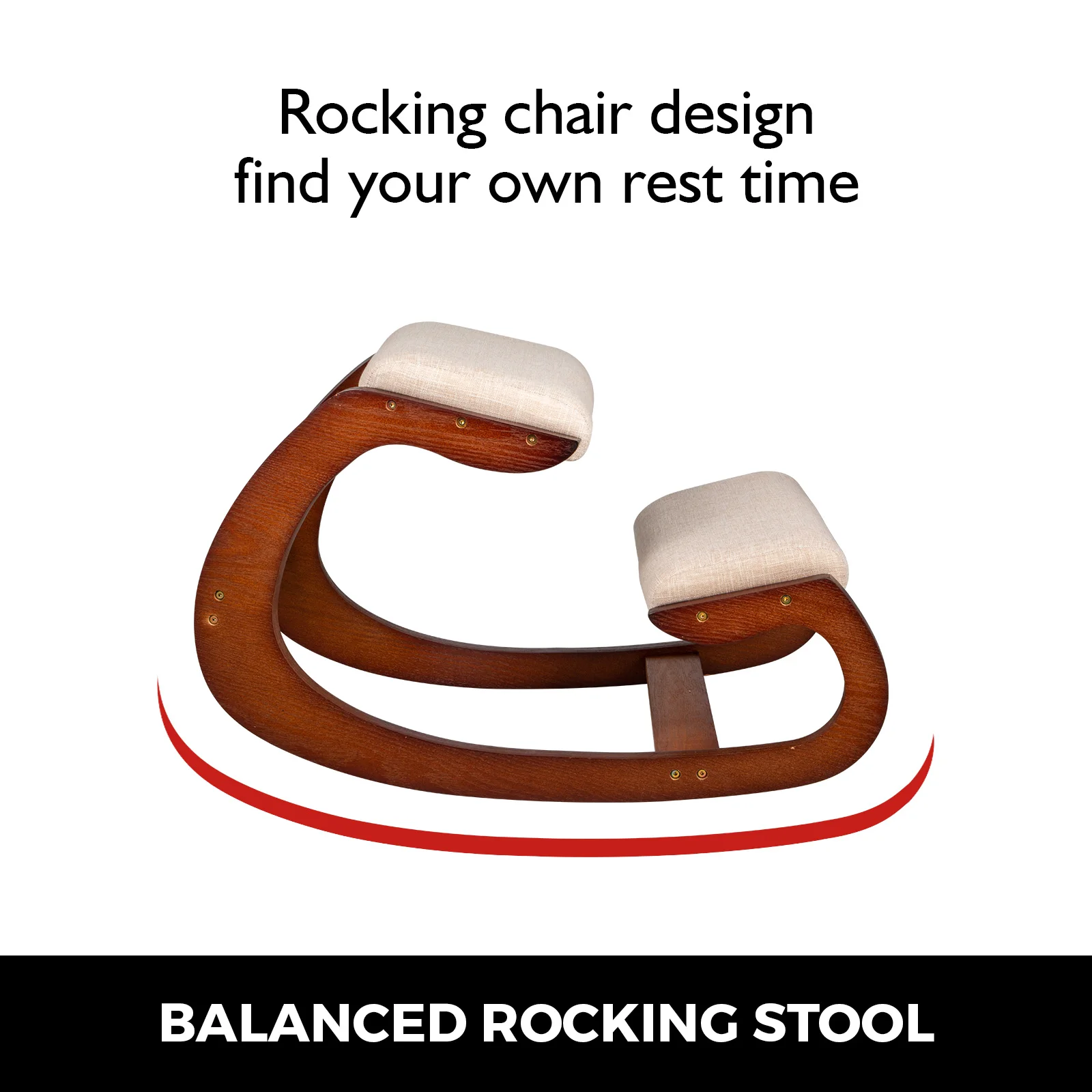 SucceBuy Ergonomic Rocking Wooden Kneeling Chair Correct Posture Computer Chair Original Home Office Furniture Thick Cushion