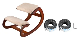 SucceBuy Ergonomic Rocking Wooden Kneeling Chair Correct Posture Computer Chair Original Home Office Furniture Thick Cushion