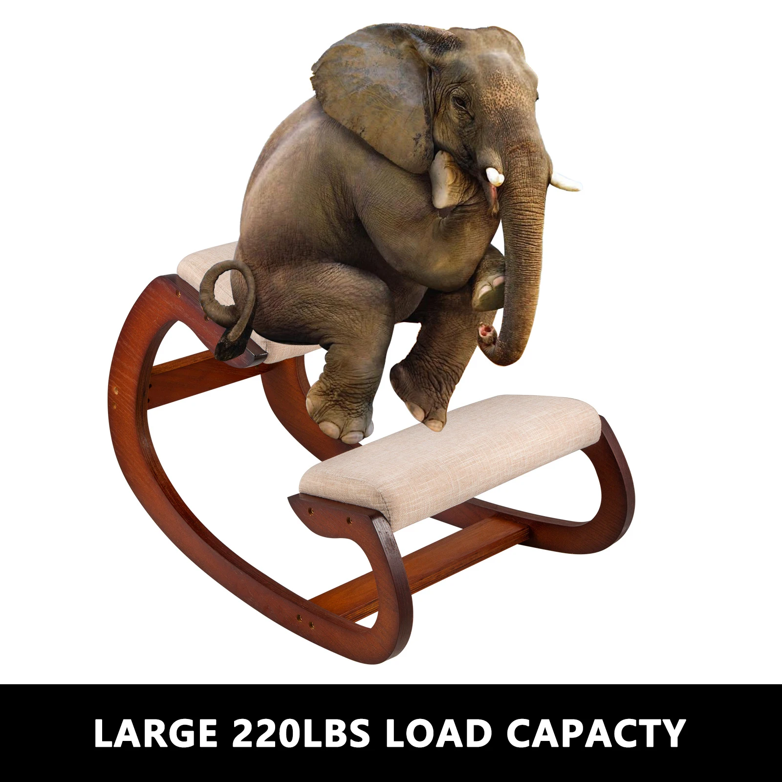 SucceBuy Ergonomic Rocking Wooden Kneeling Chair Correct Posture Computer Chair Original Home Office Furniture Thick Cushion