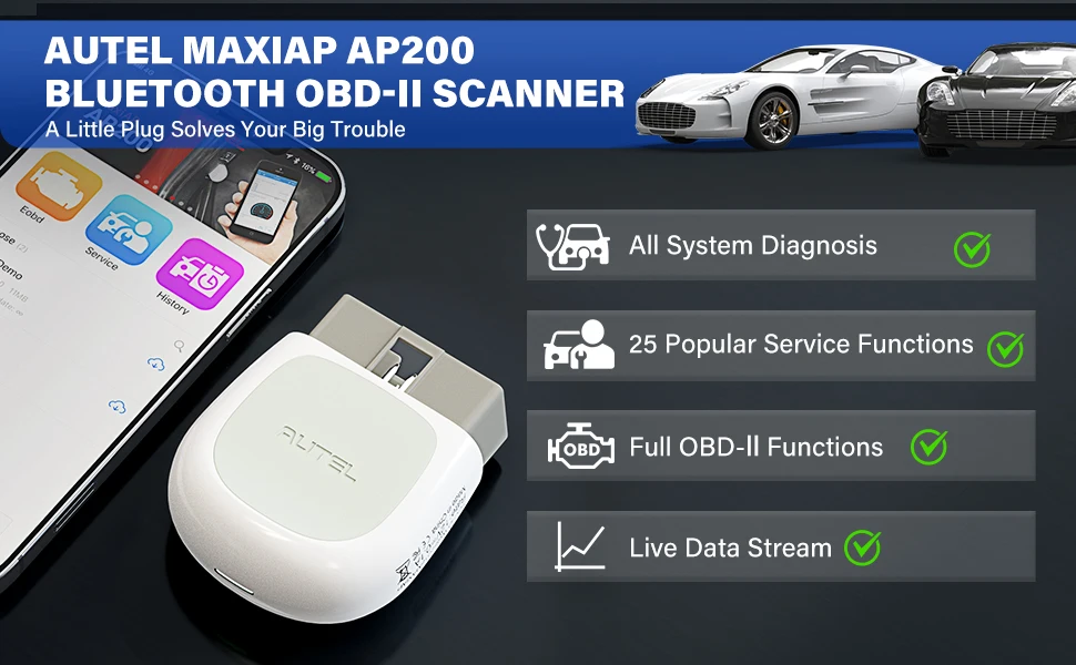 Autel AP200 OBD2 Scanner Professional Automotivo OBD 2 Code Reader Scanner Oil/EPB/BMS/SAS/TPMS/DPF Resets IMMO Scan Tool