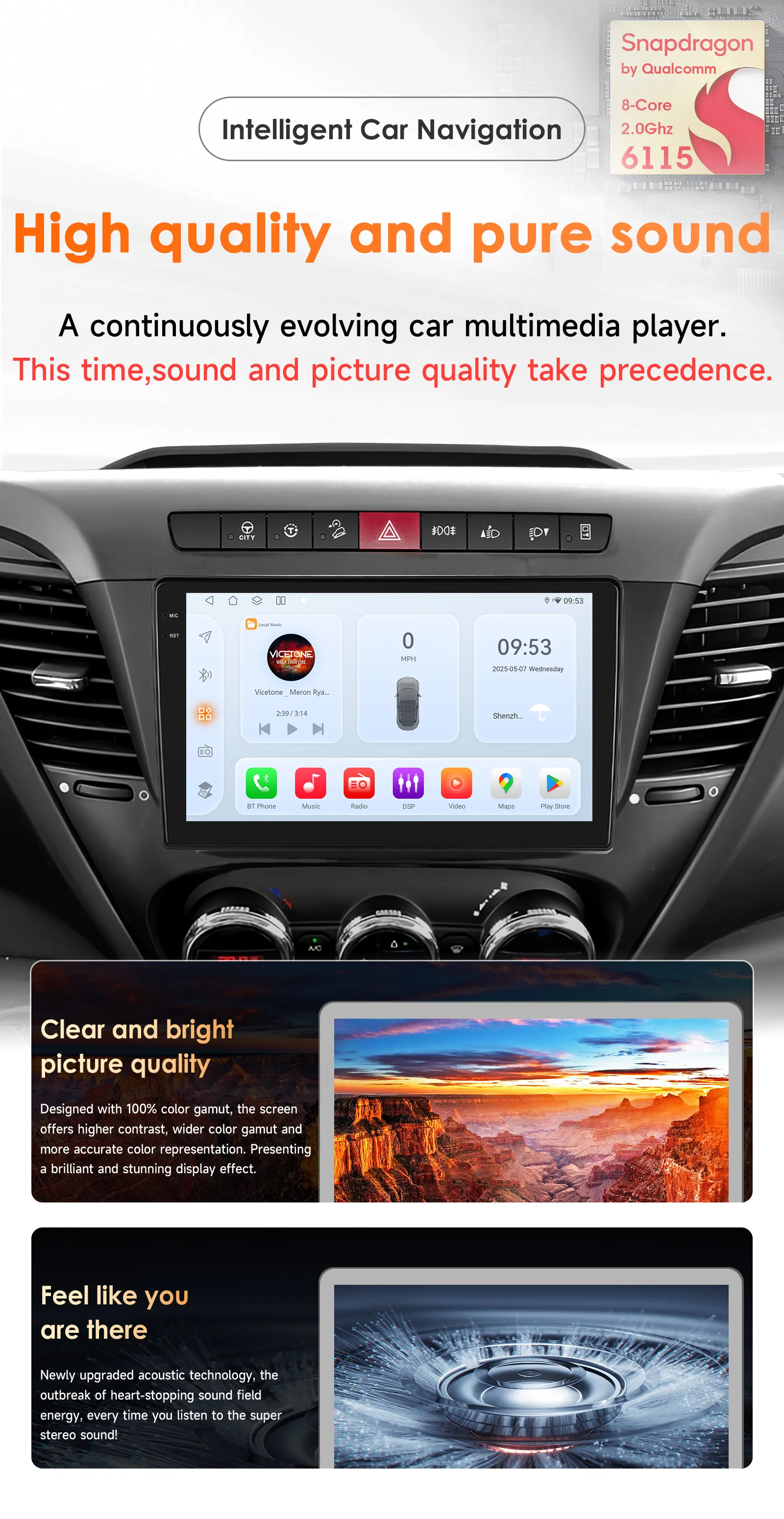 Hizpo 2Din 9inch Android Auto Car Radio for Iveco Daily 2013 - 2021 Snapdragon 6115 4G BT CarPlay SWC RDS DSP GPS Navi 360°CAM
